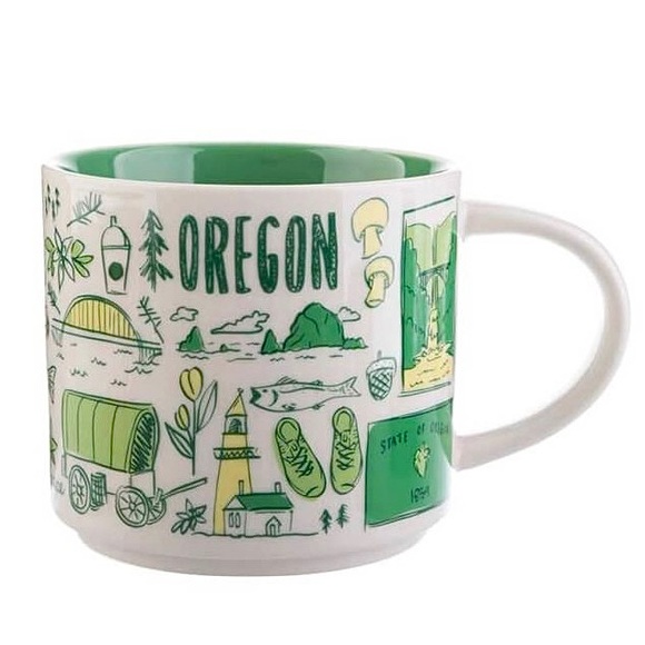 Starbucks Coffee Mug Oregon Been There Series Global Collection 14oz 2024 Green - Picture 2 of 4